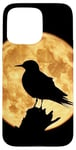 Coque pour iPhone 15 Pro Max Silhouette de Sterne à ailes blanches Pleine Lune Oiseau Art