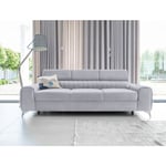 Bestmobilier - Talisay - canapé droit 3 places - convertible - en velours - gris clair