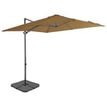 vidaXL Cantilever Outdoor Umbrella with Aluminum and Steel Frame - Rotatable Parasol with UV-resistant Cover and Portable, Detachable Base - Taupe