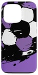 Coque pour iPhone 13 Pro Maillot de match de football avec ballon de football violet et blanc