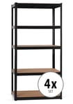 4x Rangement Étagère Atelier Charge Lourde Metalilique Noir 5 Tablette Max 875Kg