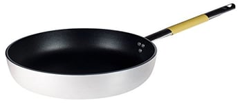 Pentole Agnelli Ligne Cookware System Poêle évasée Haute à Sauter avec Manche Tubulaire INOX Radiant Cool, Jaune volaille 40 cm Argento/Giallo