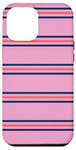 Coque pour iPhone 12 Pro Max Rose Bleu Marine Rayé Girly Esthétique Preppy Stripe