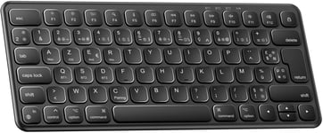 Clavier sans Fil Bluetooth Clavier avec 3 Canaux Bluetooth,Clavier Silencieux Léger Rechargeable et Portable,Clavier AZERTY Français pour iOS,Mac,Windows,Android(Q87)