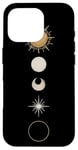 iPhone 16 Pro Minimalist Celestial Art Golden, Sun Full Moon Case