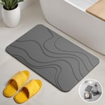 Björn&Schiller Tapis de Bain en Pierre à séchage Rapide - Tapis de Bain en Pierre antibactérienne - Antidérapant et Absorbant en Terre de diatomées - 60 x 39 cm - Gris foncé