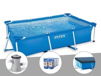 Kit piscine tubulaire rectangulaire Intex 3,00 x 2,00 x 0,75 m + Filtration à cartouche + 6 cartouches de filtration + Bâche de protection