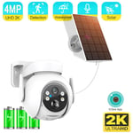 Camera de surveillance solaire sans fil PTZ IP WiFi 4MP/2K avec panneau solaire 5W 7800mAh et detection humaine PIR