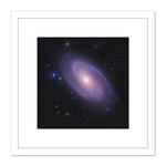 Crawford Space Galaxy M81 Bode's Spiral Stars Photo 8X8 Inch Square Wooden Framed Wall Art Print Picture with Mount