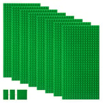 shineFinder 8 base Plates Compatible with Lego, Baseplate 5"x10" with 16 x 32 stud board (Green)