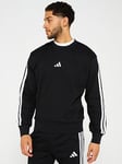 adidas Sportswear Men's Essential 3-Stripe Fleece Sweatshirt - Black, Black, Size 2Xl, Men