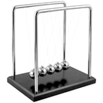 Pendule Newton - jeu de balle - Pendule 5 boules - Pendule boule pour bureau - Pendule Newton haut sur socle en bois, berceau Newton avec cadre et