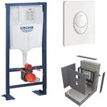 Ce pack comprend Un bati support Grohe Solido (Ref : 38340001)Une plaque de commande wc suspendu Grohe Skate Air blanche (Ref : 38505SH0) ou chromée