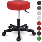 Tabouret de Travail rouge Tabouret à roulettes siège pivotant par 360° rembourrage de 10 cm - Tresko