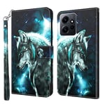 COTDINFOR Compatible with Xiaomi Redmi Note 12 4G Coque Case Folio,3D Peint Cuir PU Magnétique Porte-Cartes Cover Housse Étui pour Redmi Note 12 4G Cover Star Wolf YX.