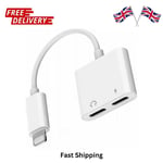 2in1 Audio & Charger Splitter Adapter Dual Headphone for iPhone 14 13 12 11 X