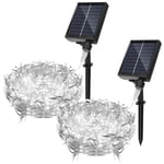 Guirlande Lumineuse Solaire Extérieure led Rideau Lumineux Décoration de Noël Étanche IP44 2x 10M 396LEDs Blanc Froid - Vingo