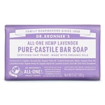 Dr Bronner's Lavender Pure-Castile Bar Soap, Made with Organic Oils With No Synthetic Fragrances Preservatives or Thickeners, For Face, Body & Hair, Fair Trade Certified & Vegan Friendly, 140g Bar