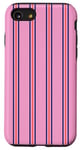 Coque pour iPhone SE (2020) / 7 / 8 Rose Bleu Marine Rouge Rayé Girly Esthétique Preppy Stripe