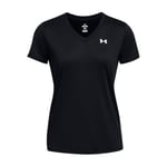 Under Armour Tech SSV-Solid, T-shirt de sport respirant pour femme, T-Shirt manches courtes avec col en V