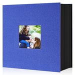 Lanpn Album Photo 10x15 600 Pochette, Grand Format Lin Tissu Album pour Horizontal Vertical Photos (Bleu)