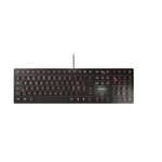 CHERRY KC 6000 SLIM, Ultra-Flat Design Keyboard, Swiss Layout (QWERTZ), Wired (USB-A Connection), Quiet, Durable Key Labelling, Black