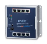 PLANET P30 Industrial 8-Port Uhåndtert Strøm over Ethernet (PoE) Blå, Grå