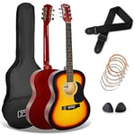 3rd Avenue Pack Guitare Acoustique 4/4 Taille Standard avec Cordes en Acier pour Débutants, Housse, Médiators et Jeu de Cordes de Rechange – Soleil