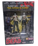 THE WALKING DEAD : BLOODY B&W RICK GRIMES & ANDREA ACTION FIGURES SET