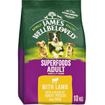 James Wellbeloved Adult Superfoods 10 kg Bag, Hypoallergenic Dry Dog Food, Lamb with Sweet Potato & Chia