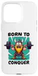 Coque pour iPhone 15 Pro Max Born to Conquer Viking Haltérophilie - Funny Fitness