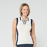 Swing Out Sister Women's ELITE Knitted Sleeveless Polo in Navy Blue and White