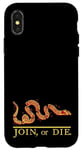 Coque pour iPhone X/XS Join or Die Snake Franklin Drapeau Colonial Snake Rouge Jaune