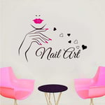 UYEDSR Wall Sticker Nail Art Wall Sticker Vinyl Home Decor Interior Design Beauty Nail Salon Decal Fashion Girl Women Window Decoration Mural 61x42cm