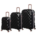 it luggage St Tropez Trois 3 Piece Hardside 8 Wheel Expandable Spinner Set, Black, 3 PC Set, St Tropez Trois 3 Piece Hardside 8 Wheel Expandable Spinner Set