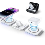 ZUMSEY 3 in 1 Foldable Apple Wireless Charger, Travel Wireless Charging Station for iPhone 16/15/14/13/12 Series, Apple Watch Charger for iWatch 10/9/Ultra 2/Ultra/8/7/6/SE/5/4/AirPods 4/3/2/Pro