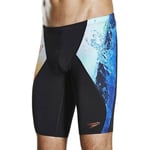 Speedo Placement Digital V-Cut Mens Jammer Swim Shorts Black Swimming