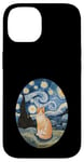 Coque pour iPhone 14 Robe Nuit Étoilée et Robe Van Gogh Chat Orange Chat Roux