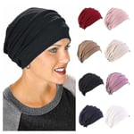 Kvinnor Bomull Elastisk Beanie Mjuk Turban Motorhuv Head Wrap Hedging Louver Chemo Hat Black