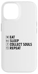 Coque pour iPhone 14 Eat Sleep Collect Souls répète Grim Reaper Halloween