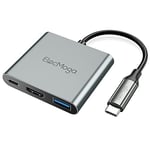 ElecMoga Adaptateur USB C vers HDMI, Hub USB C with 4K 30Hz HDMI, USB 3.0, USB C 100W 3 in 1 Adaptateur multiport AV numérique USB-C pour MacBook Pro/Air, iPad Pro