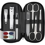 marQus kit manucure pedicure 7 pc. de Solingen - kit manucure professionnelle cuir, 2 coupe ongle, limes a ongles Solingen, pince à épiler, 2 ciseaux, lime a ongle verre