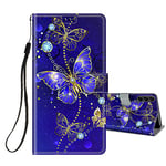 HopMore Flip Case for Samsung Galaxy A14 4G / 5G Phone Case Protective Wallet Case for Girls Women, PU Leather Shell Card Slot Holder Shockproof Cover for Samsung A14 4G / 5G, Butterfly/Blue