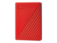 WD My Passport WDBPKJ0040BRD - Disque dur - chiffré - 4 To - externe (portable) - USB 3.2 Gen 1 - AES 256 bits - rouge