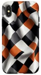 Coque pour iPhone X/XS Orange géométrique minimaliste vichy noir et blanc à carreaux