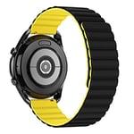 Tasikar Compatible avec Bracelet Samsung Galaxy Watch 7/6/5/4 40mm 44mm/Watch 6 Classic 43mm 47mm/Watch 5 Pro/Watch 4 Classic, 20mm Bracelet Montre Silicone Magnétique pour Galaxy Watch 3 (Jaune-Noir)