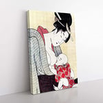 Big Box Art Mother Breastfeeding Her Son by Kitagawa Utamaro Painting Canvas Wall Art Print Ready to Hang Picture, 76 x 50 cm (30 x 20 Inch), White, Brown, Grey, Pink, Red