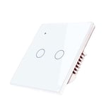 WiFi+RF433 Smart Light Touch Switch 2Gang EU Télécommande sans fil Fonctionne avec Alexa Google Home, Blanc