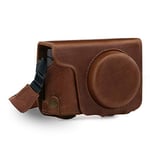 MegaGear MG1436 Ever Ready Genuine Leather Camera Case compatible with Panasonic Lumix DMC-TZ100, DC-TZ200, Brown
