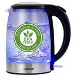 COSORI Electric Kettle Glass, Fast Boil Quiet, 3000W 1.5L with Blue LED,